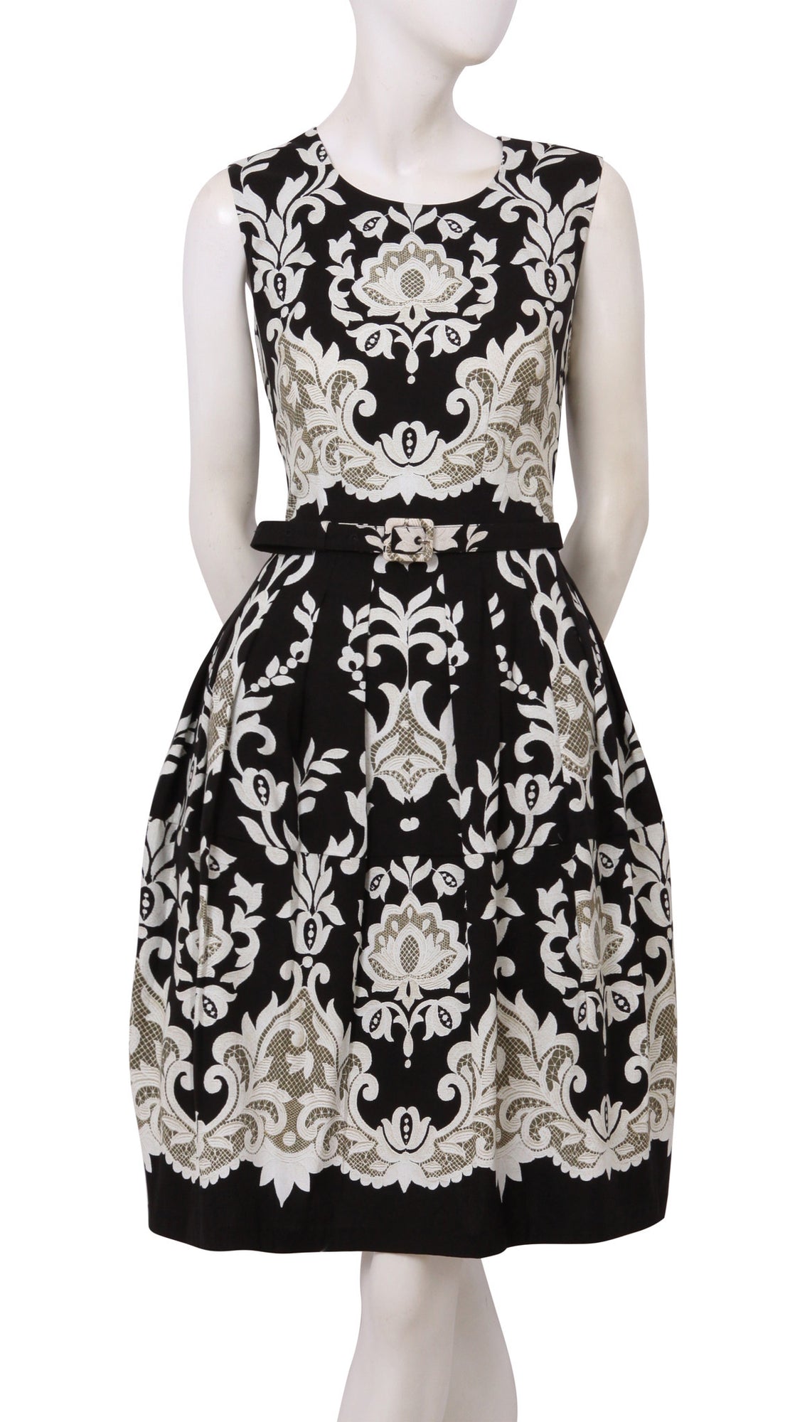 Sleeveless | English Macrame | Black Ivory | Front | Dress By Samantha Sung