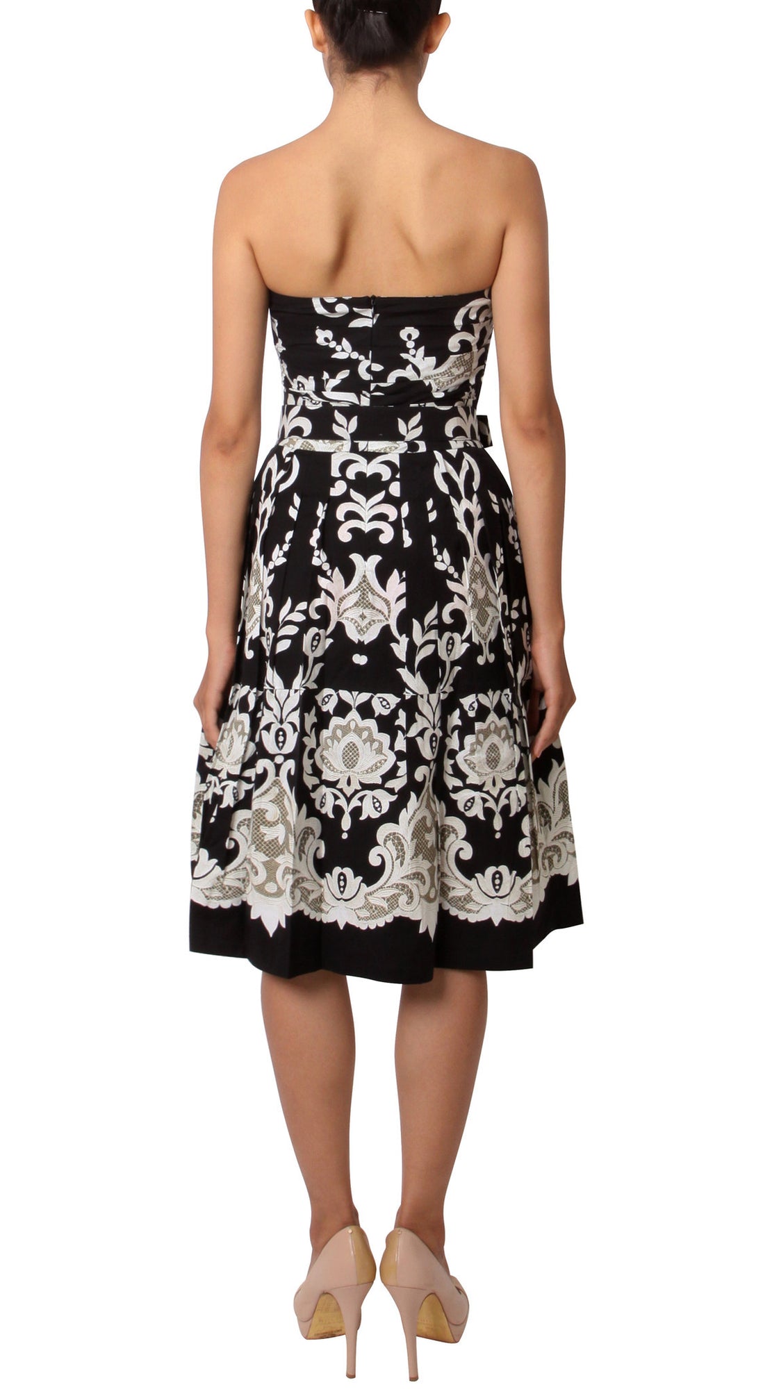 Strapless | English Macrame | Black Ivory | Back | Dress By Samantha Sung