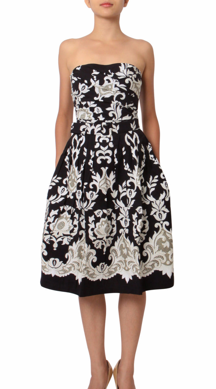 Strapless | English Macrame | Black Ivory | Front | Dress By Samantha Sung