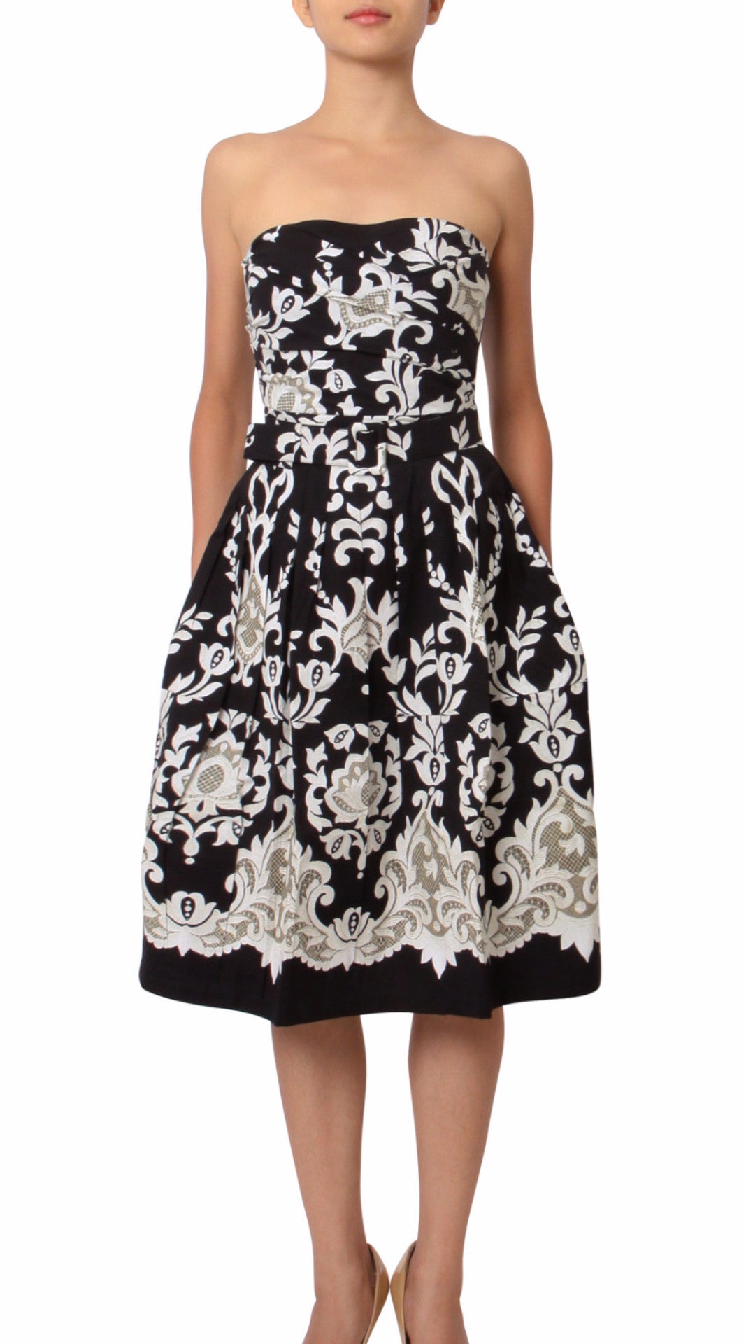 Strapless | English Macrame | Black Ivory | Front | Dress By Samantha Sung