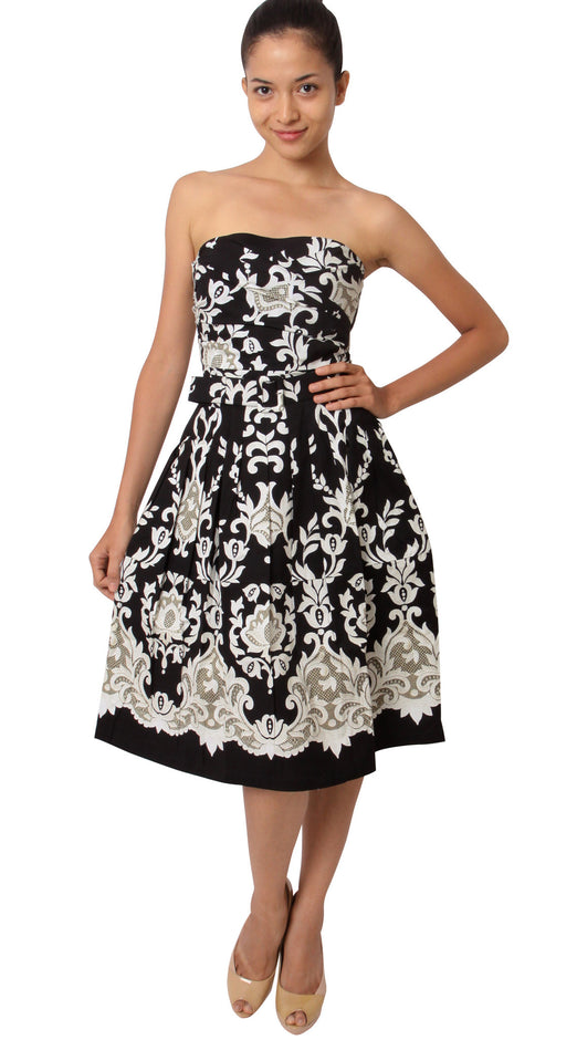 Strapless | English Macrame | Black Ivory | Front-1 | Dress By Samantha Sung