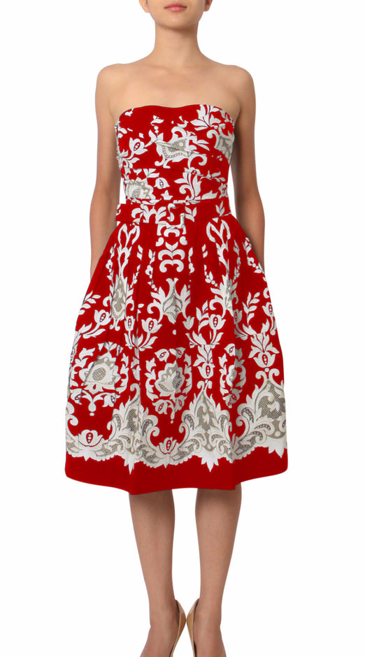 Strapless | English Macrame | Black Ivory | Front-1 | Dress By Samantha Sung