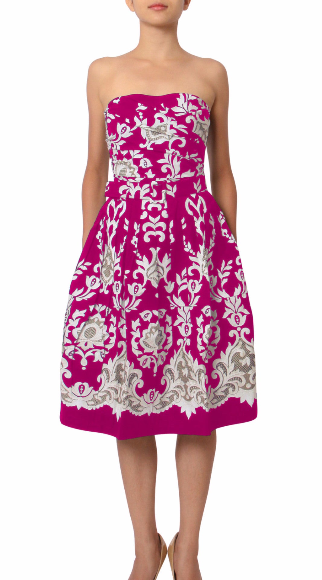 Strapless | English Macrame | Pink Ivory | Front | Dress By Samantha Sung