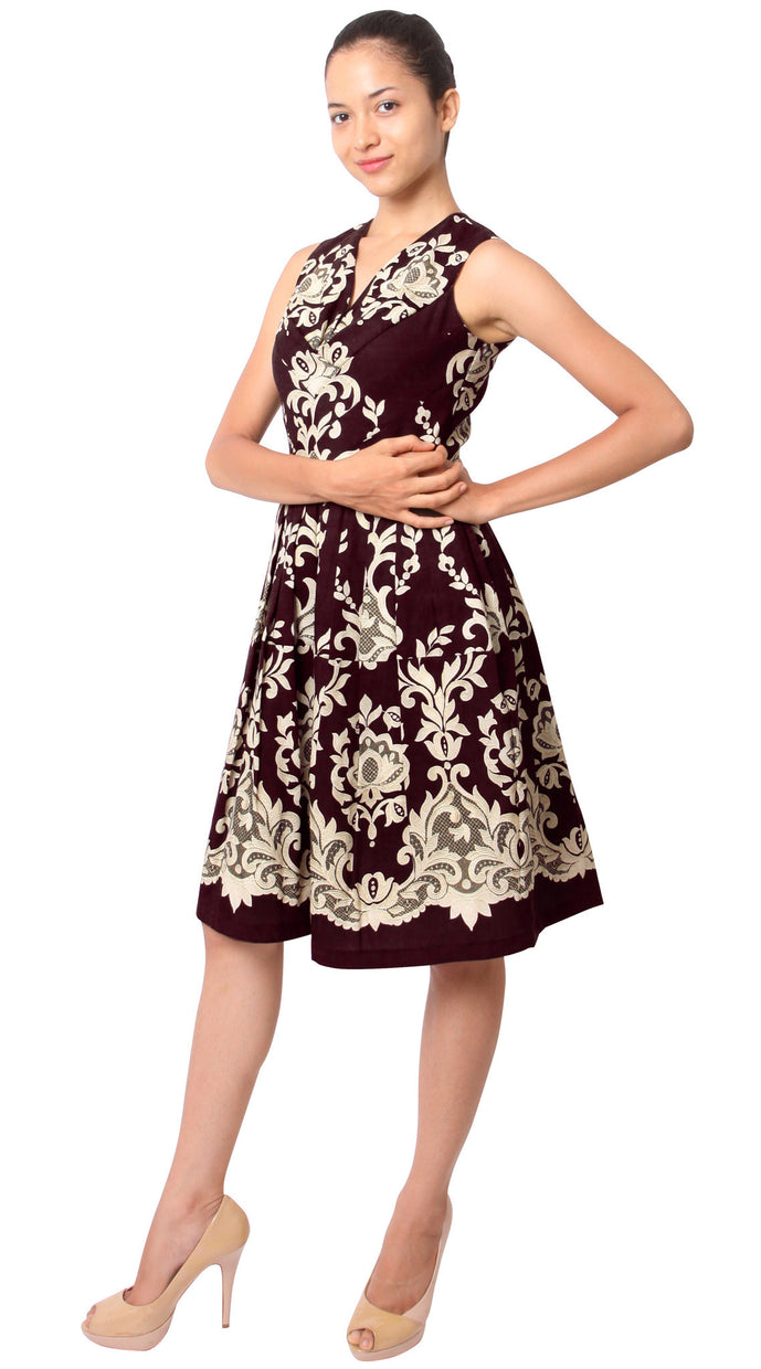 Sleeveless | English Macrame | Burgundy Ivory | Front-1 | Dress By Samantha Sung