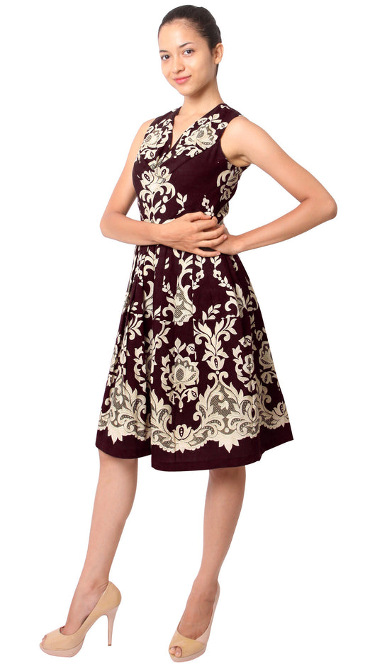 Sleeveless | English Macrame | Burgundy Ivory | Front-1 | Dress By Samantha Sung