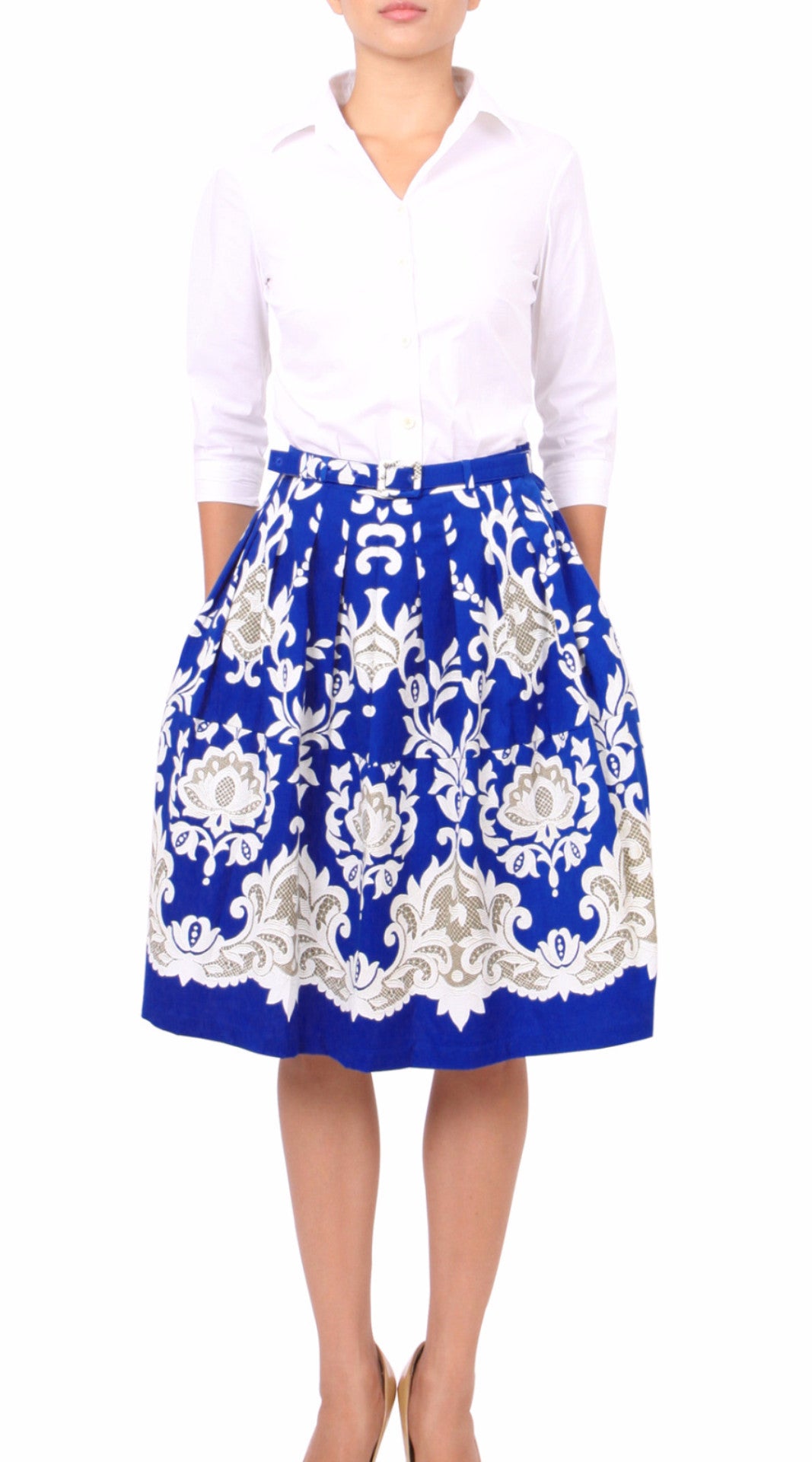 Regular | English Macrame | Cobalt Blue Ivory | Front | Skirt By Samantha Sung