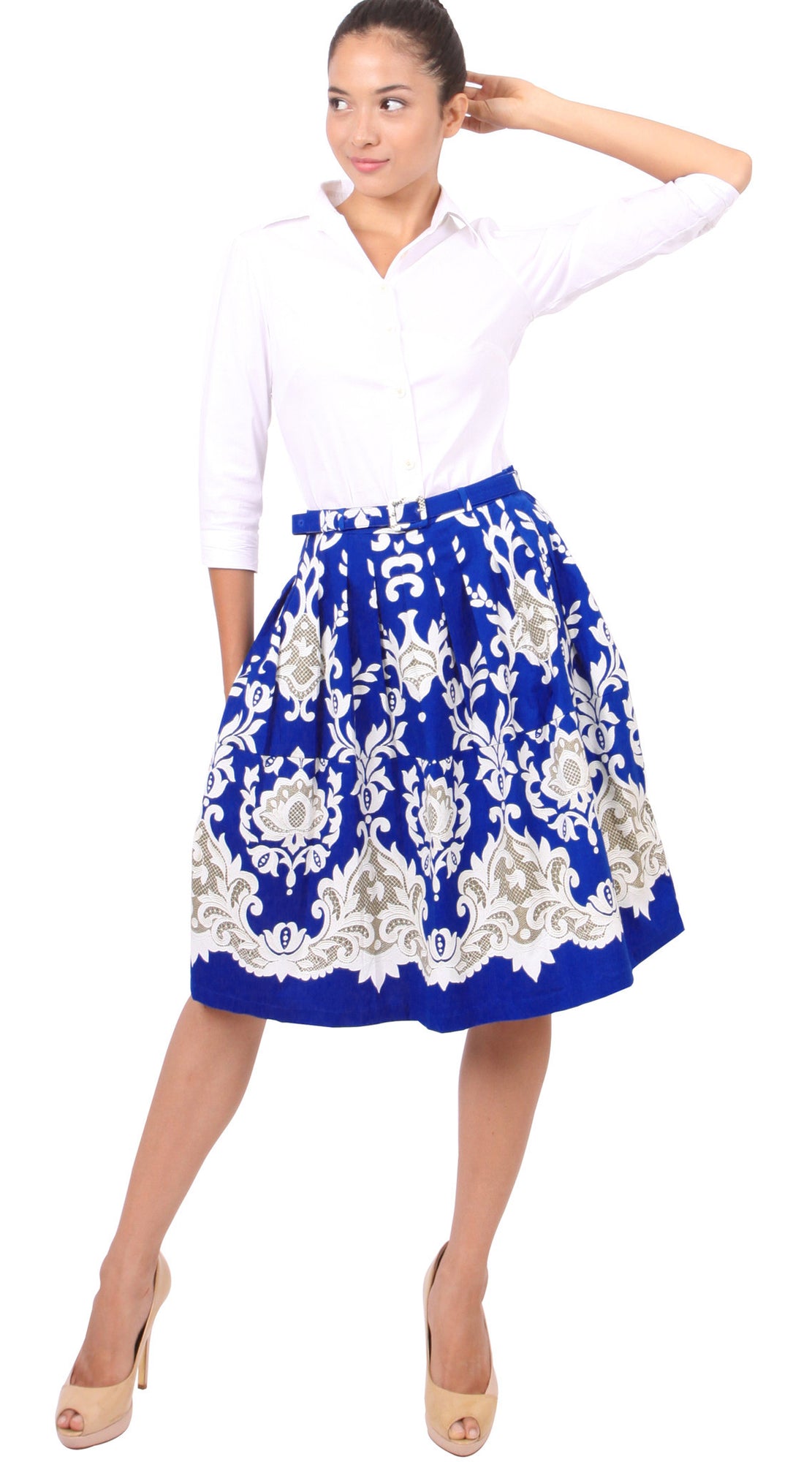 Regular | English Macrame | Cobalt Blue Ivory | Front-1 | Skirt By Samantha Sung