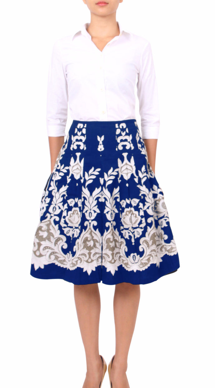 Regular | English Macrame | Cobalt Blue Ivory | Front | Skirt By Samantha Sung