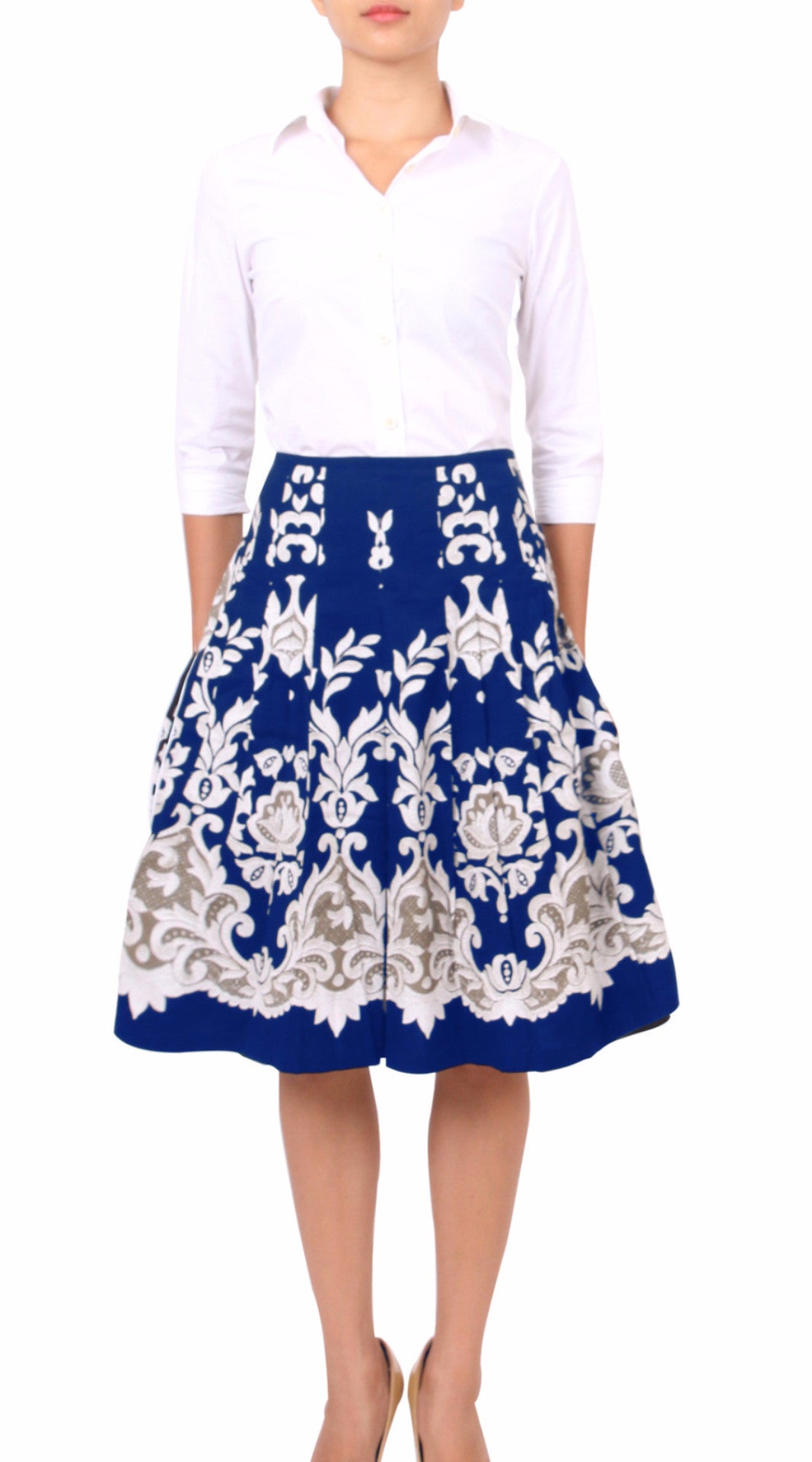 Regular | English Macrame | Cobalt Blue Ivory | Front | Skirt By Samantha Sung