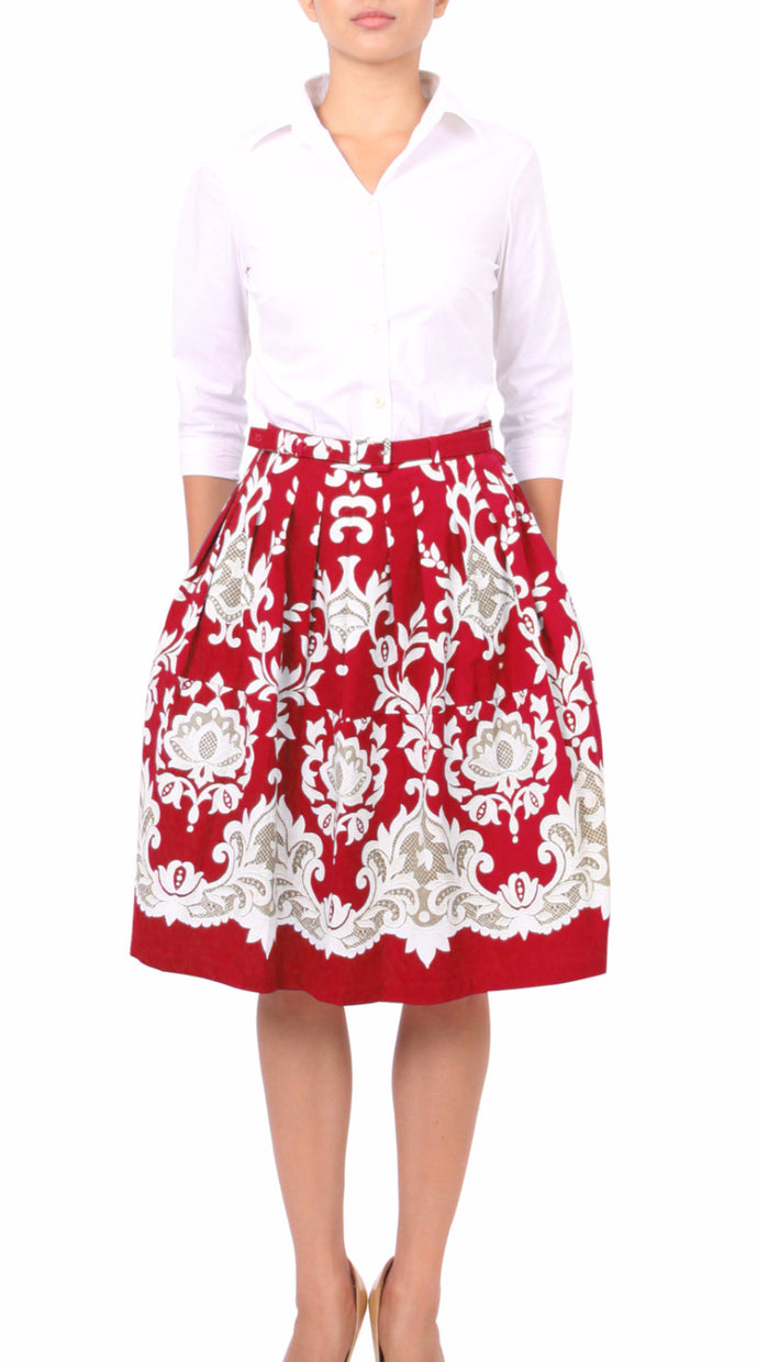Regular | English Macrame | Indian Red Ivory | Front | Skirt By Samantha Sung