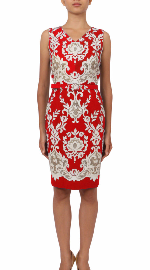 Sleeveless | English Macrame | Cobalt Blue Ivory | Front-1 | Dress By Samantha Sung