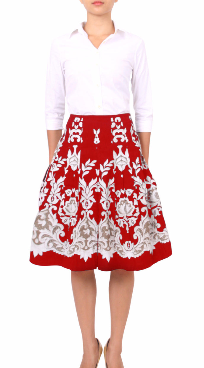 Regular | English Macrame | Indian Red Ivory | Front | Skirt By Samantha Sung