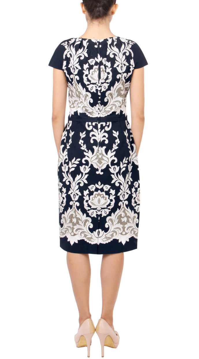 Cap Sleeve | English Macrame | Indigo Ivory | Back | Dress By Samantha Sung