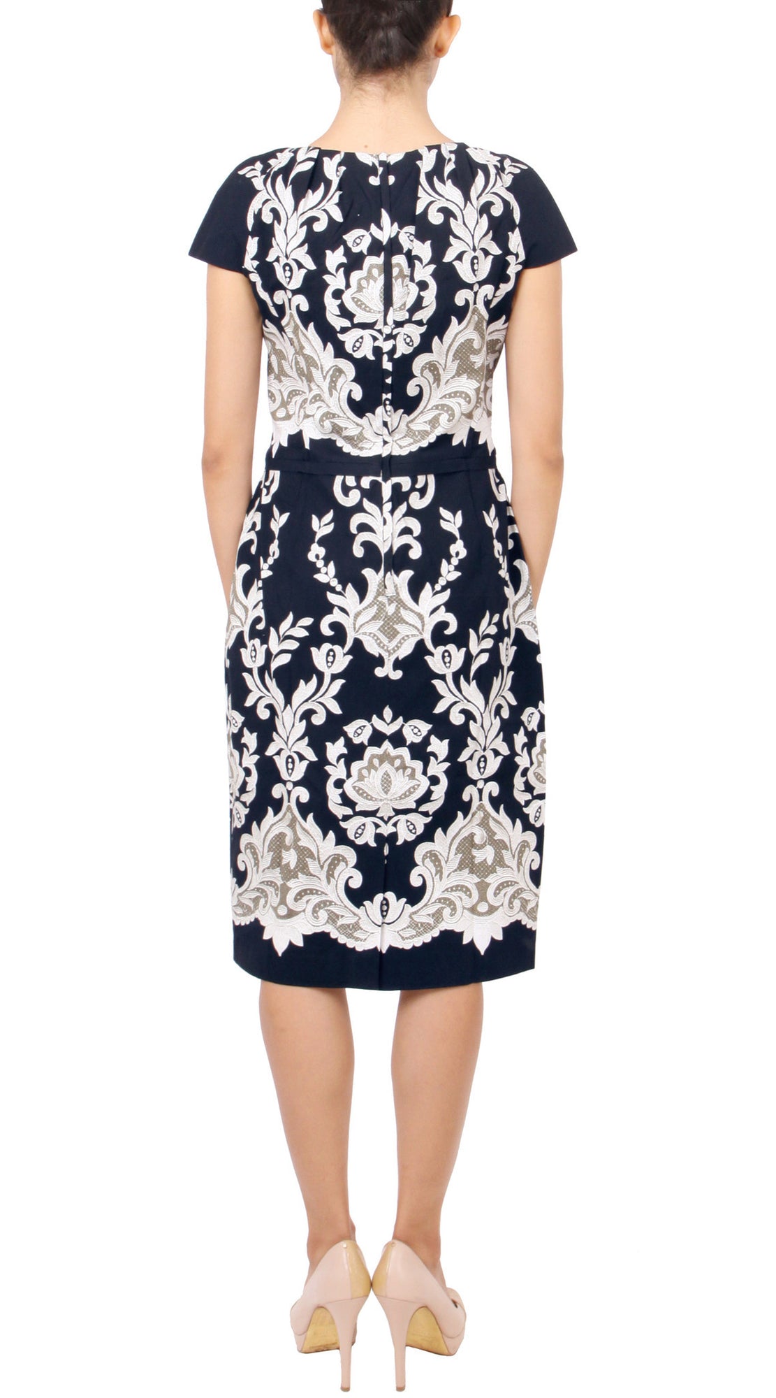 Cap Sleeve | English Macrame | Indigo Ivory | Back | Dress By Samantha Sung