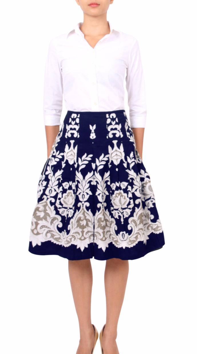Regular | English Macrame | Indigo Ivory | Front | Skirt By Samantha Sung