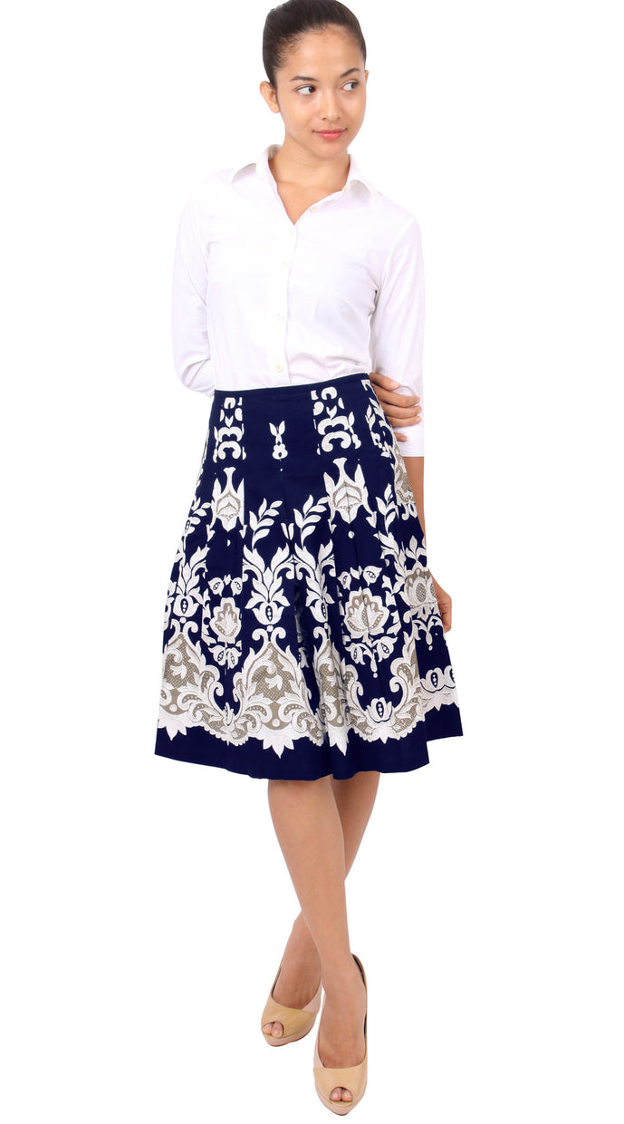 Regular | English Macrame | Indigo Ivory | Front-1 | Skirt By Samantha Sung