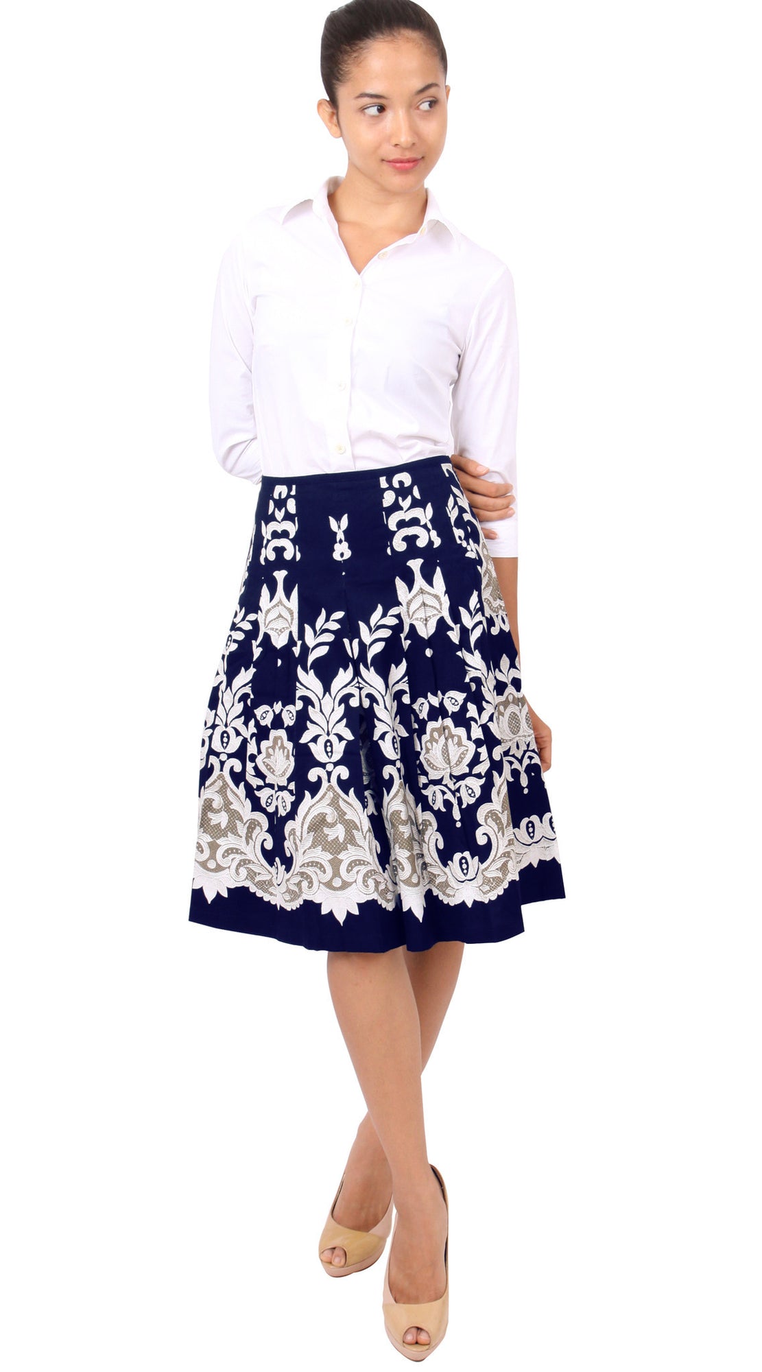 Regular | English Macrame | Indigo Ivory | Front-1 | Skirt By Samantha Sung