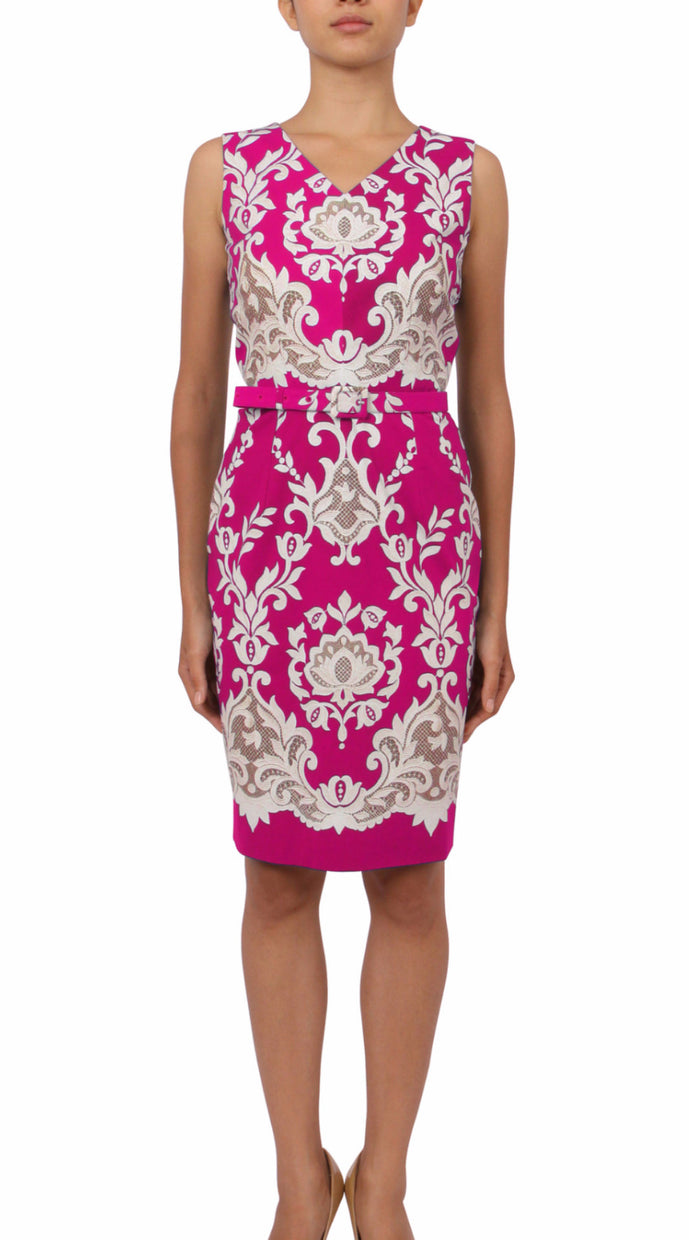 Sleeveless | English Macrame | Pink Ivory | Front | Dress By Samantha Sung