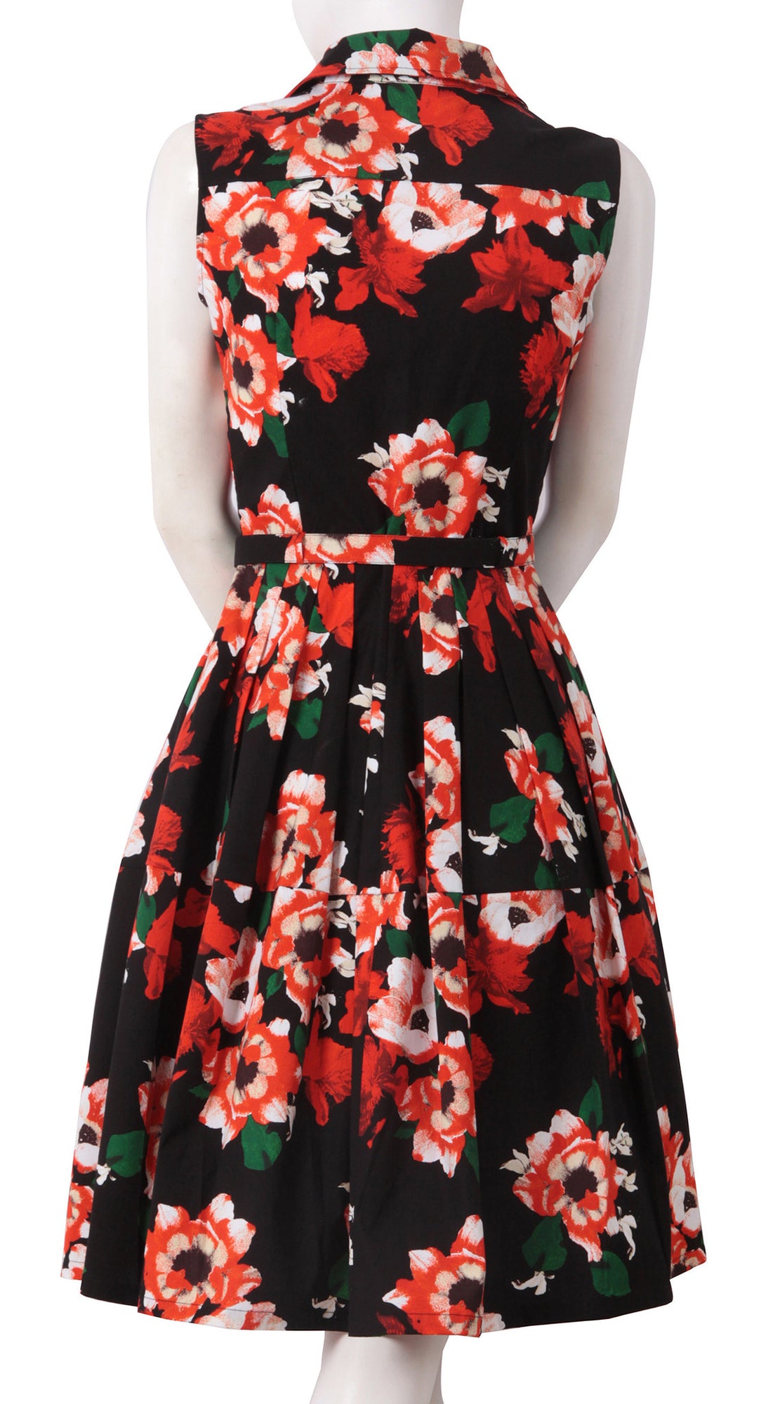 Sleeveless | Holland Master Black | Black Indian Red | Back | Shirt Dress By Samantha Sung