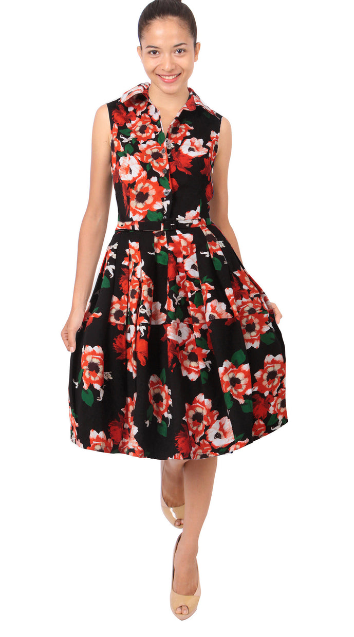 Sleeveless | Holland Master Black | Black Indian Red | Front | Dress By Samantha Sung