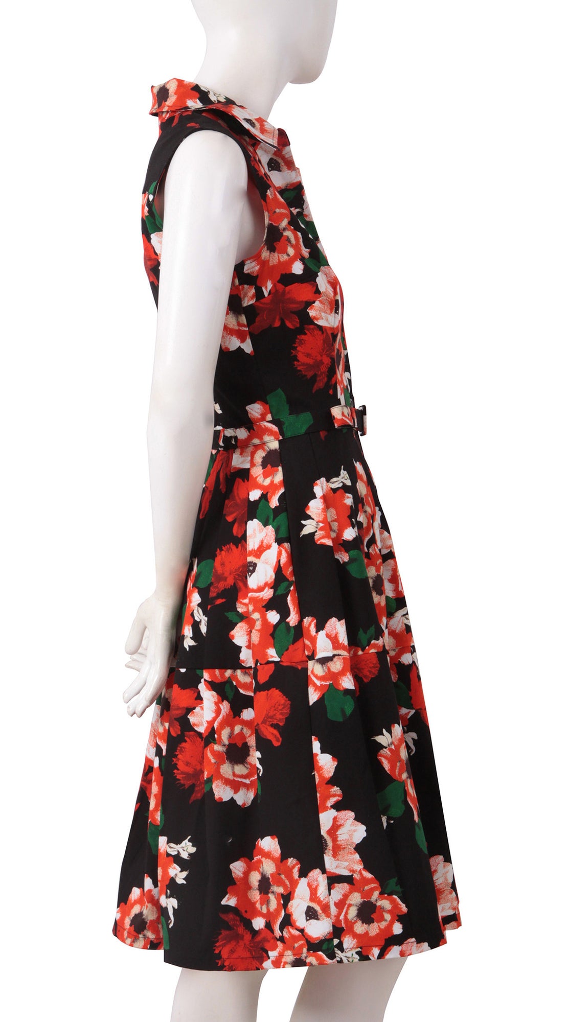 Sleeveless | Holland Master Black | Black Indian Red | Right | Shirt Dress By Samantha Sung