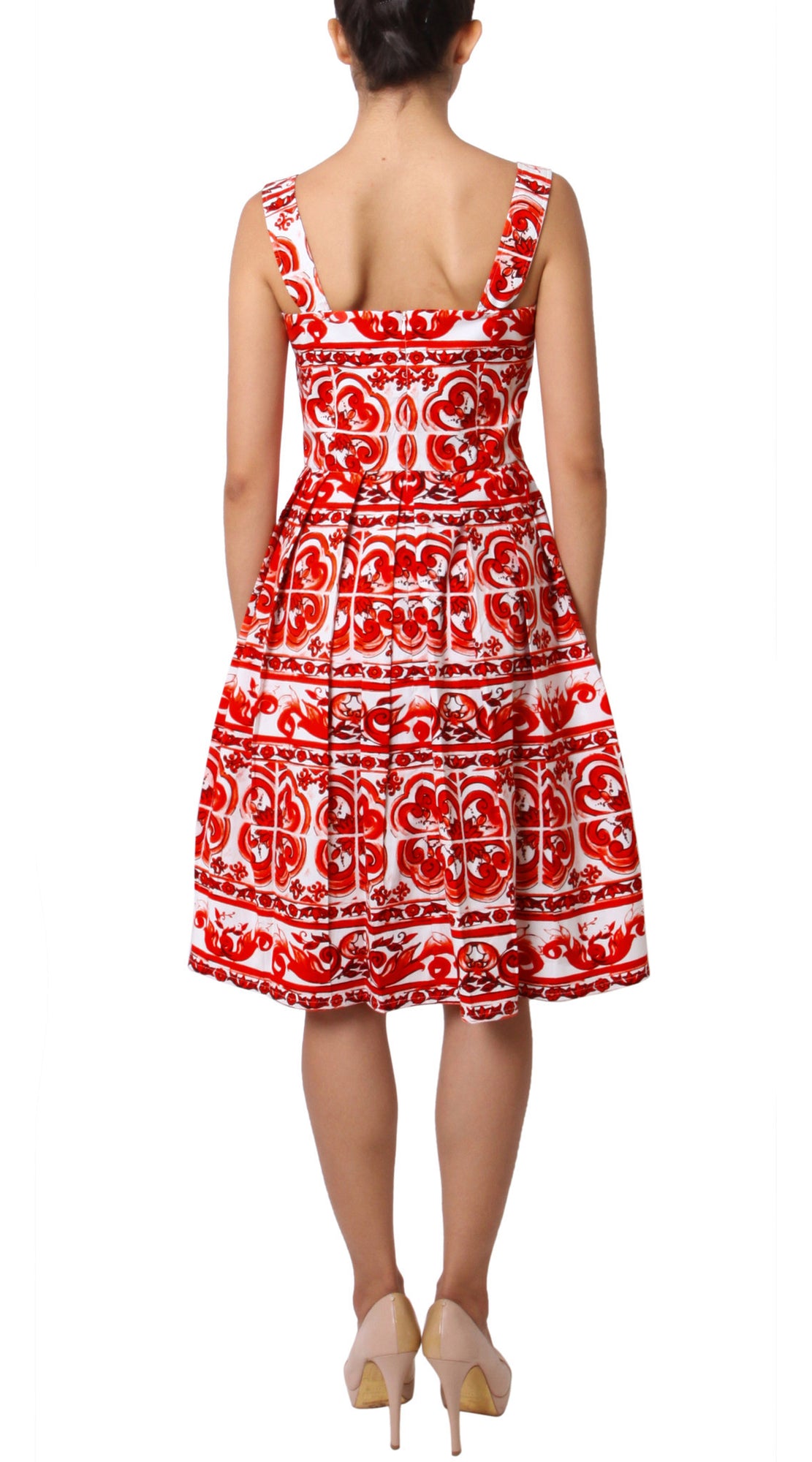 Strap Shoulder | Ibiza Tile | White Indian Red | Back | Dress By Samantha Sung
