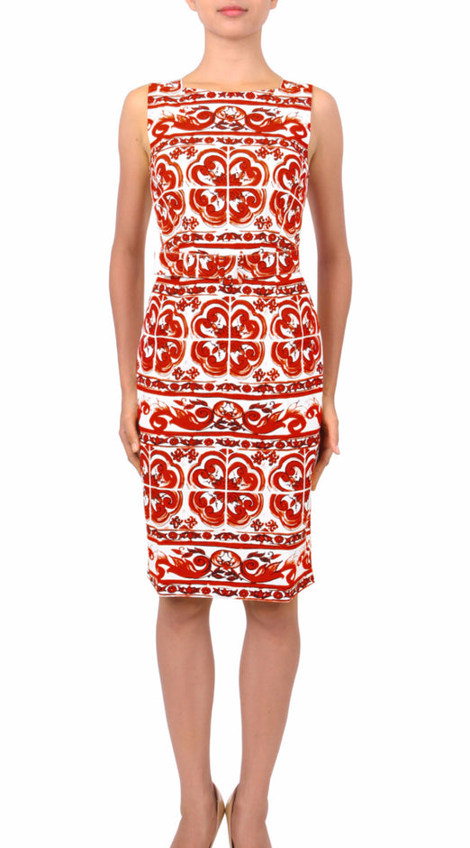 Sleeveless | Ibiza Tile | White Pink | Front-1 | Dress By Samantha Sung