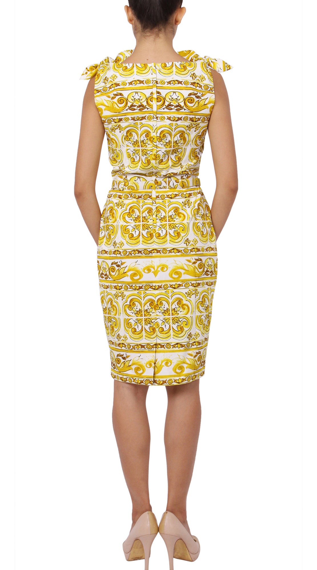 Sleeveless | Ibiza Tile | White Chrome Yellow | Back | Dress By Samantha Sung