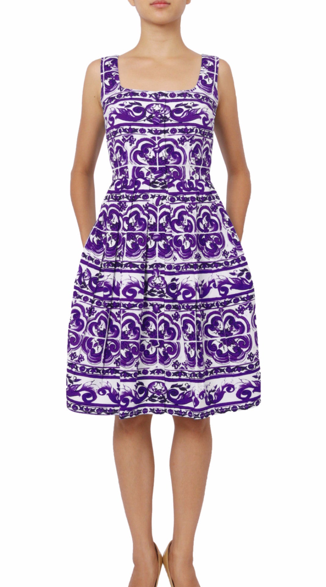 Sleeveless | Ibiza Tile | White Lilac | Front | Dress By Samantha Sung