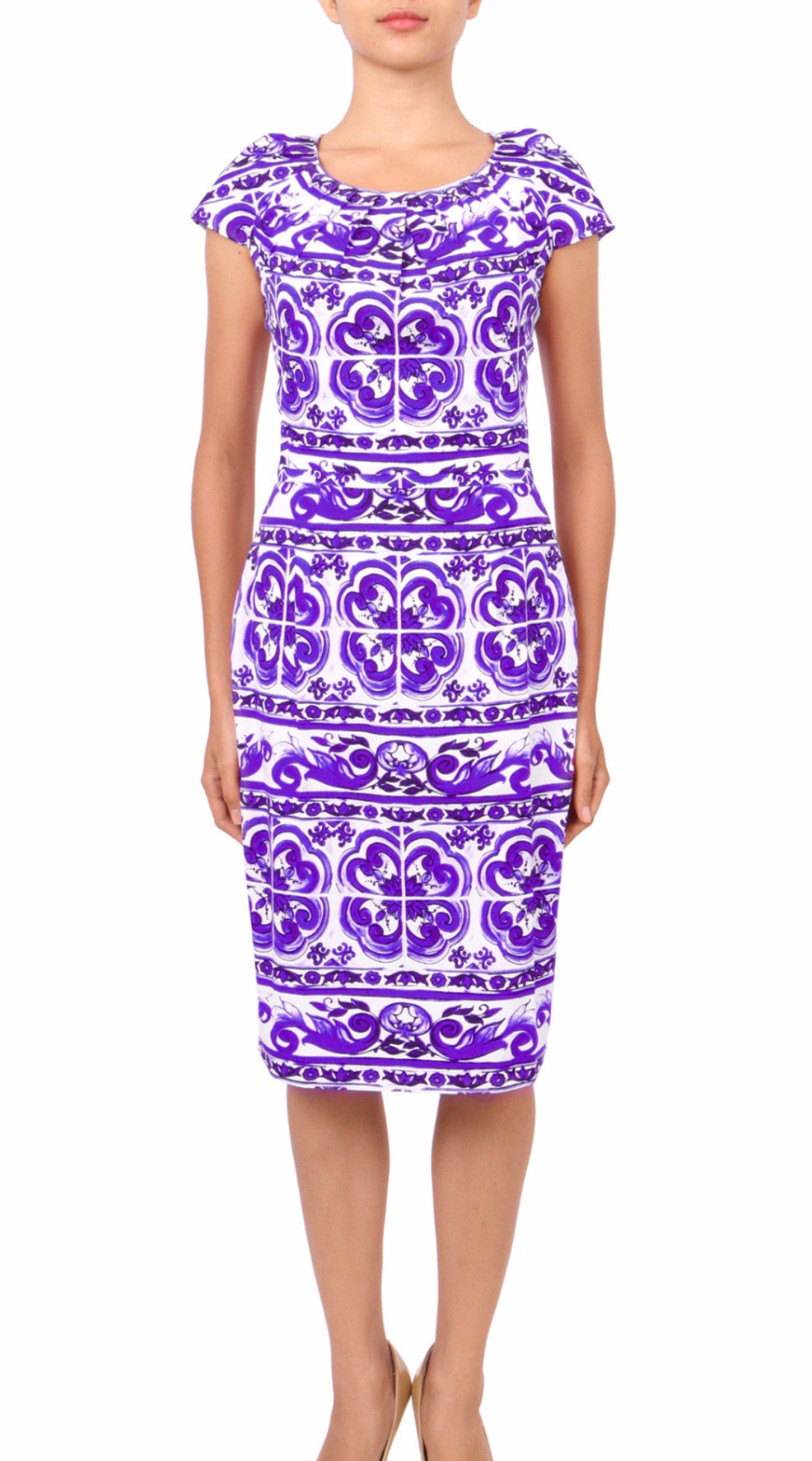 Sleeveless | Ibiza Tile | White Lilac | Front | Dress By Samantha Sung