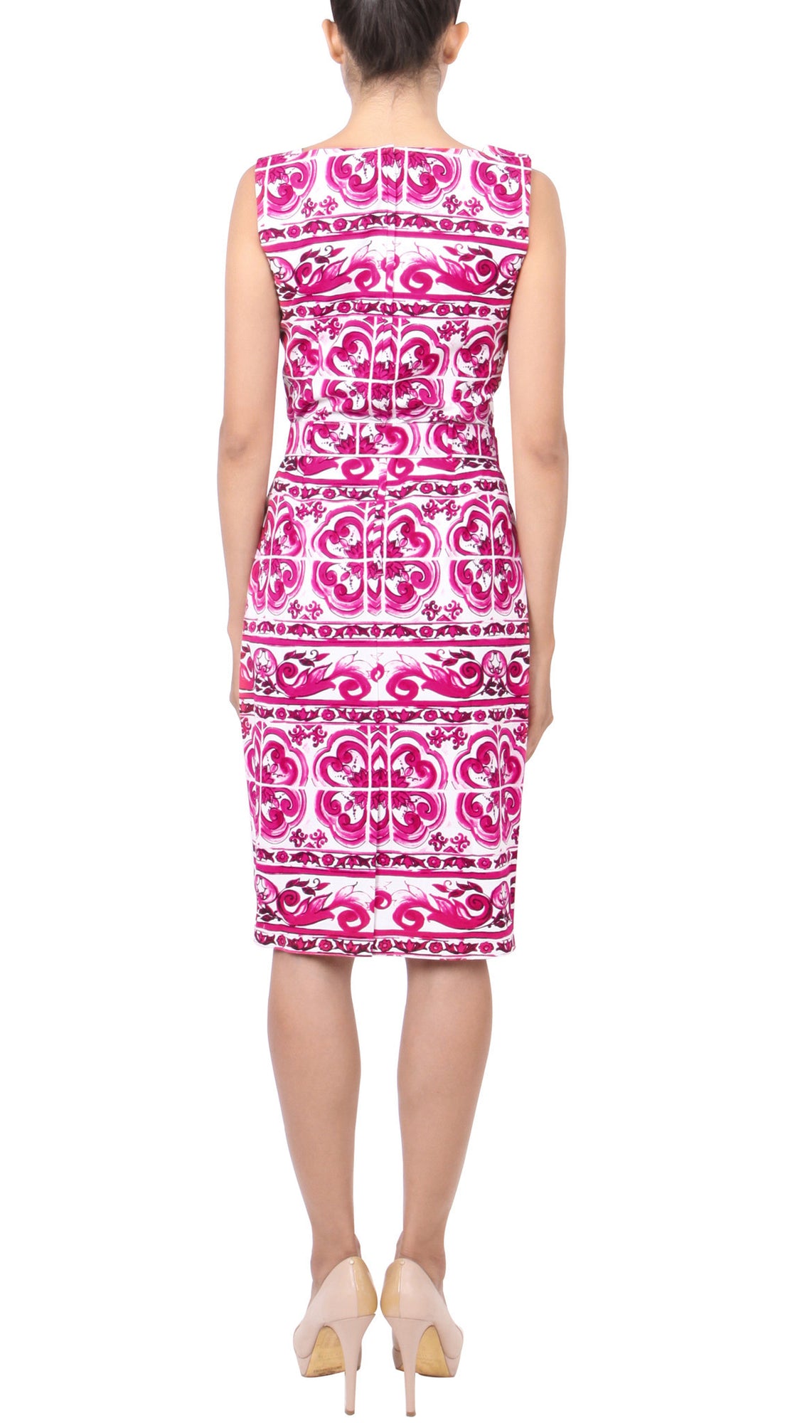 Sleeveless | Ibiza Tile | White Pink | Back | Dress By Samantha Sung