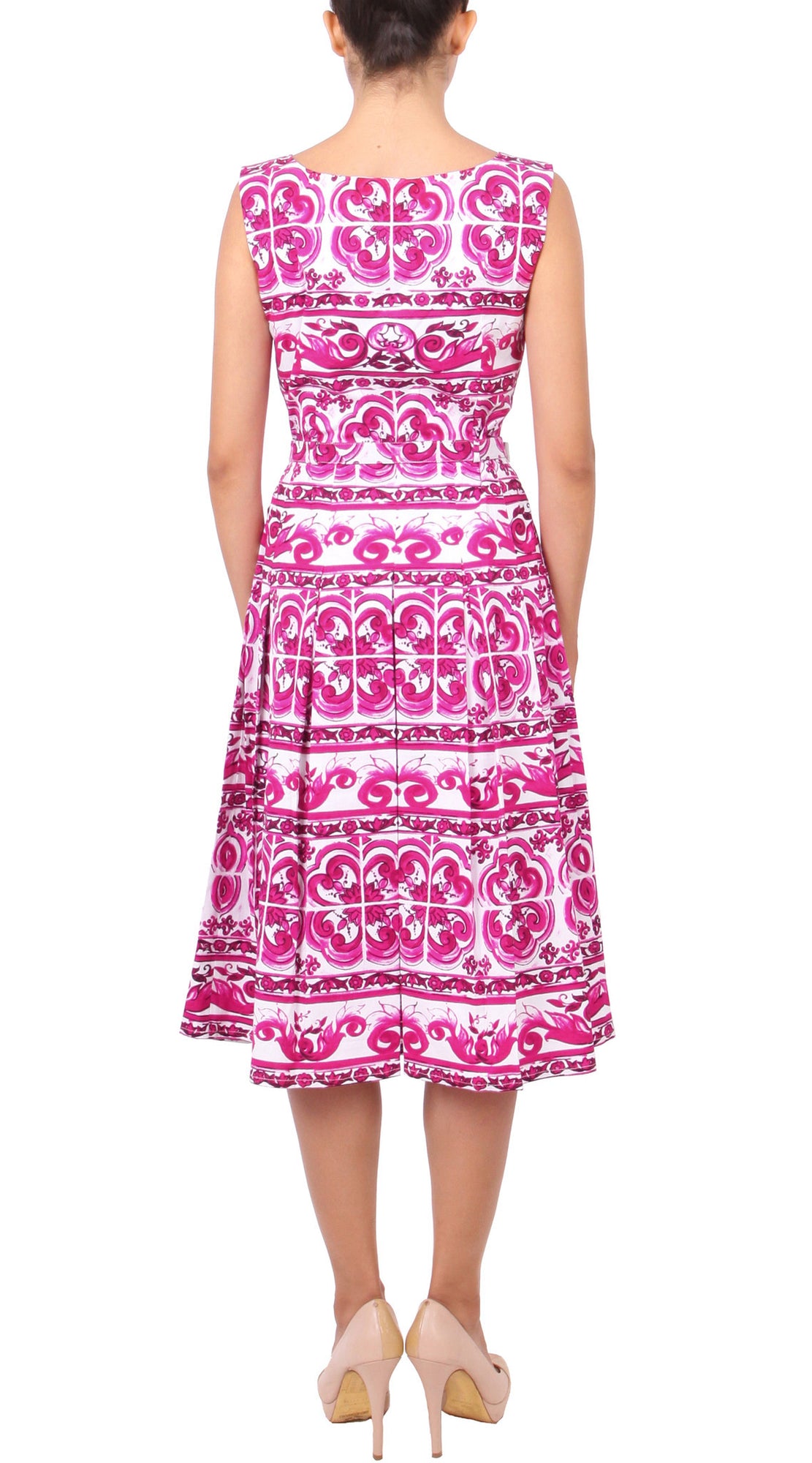 Sleeveless | Ibiza Tile | White Pink | Back | Dress By Samantha Sung