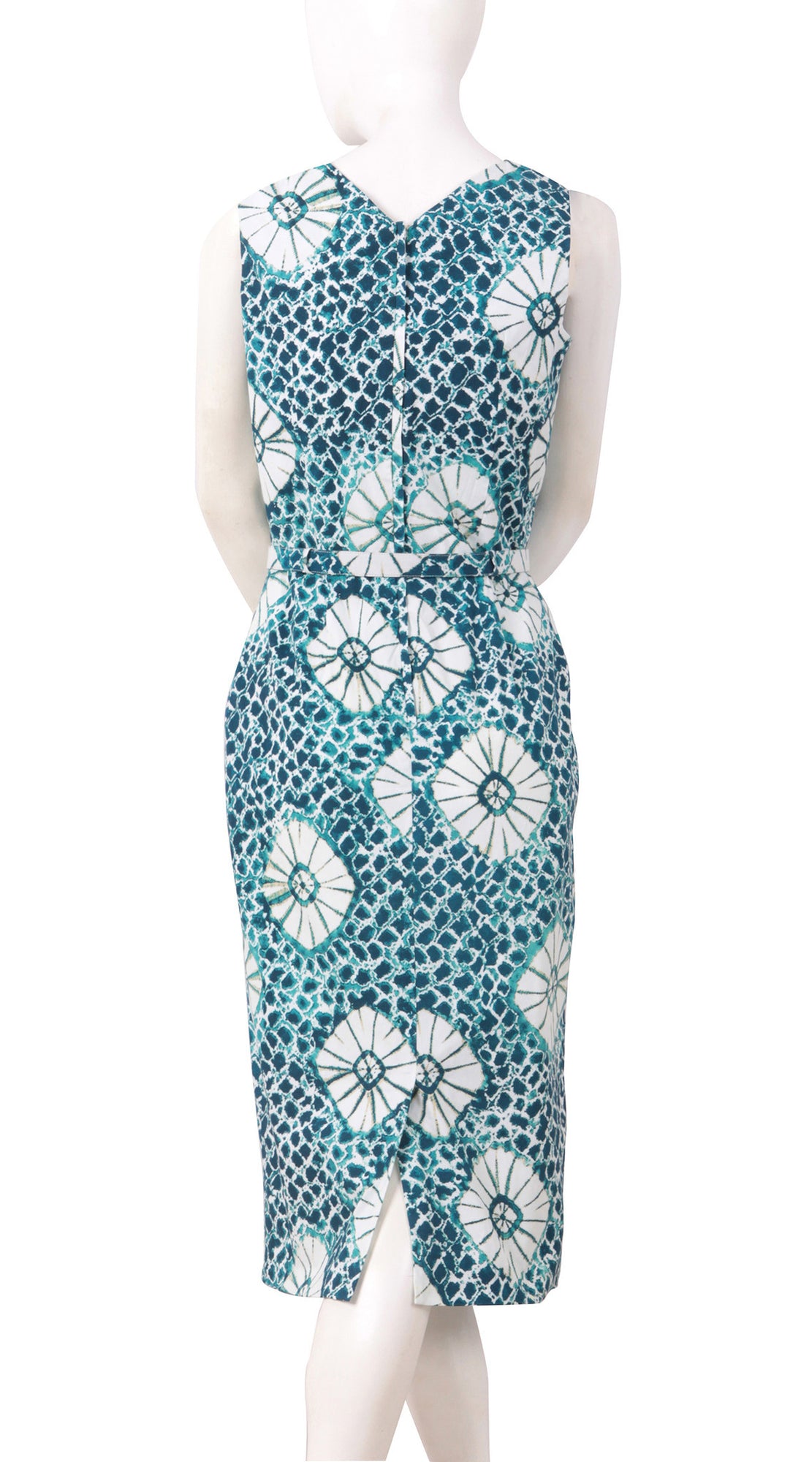 Sleeveless | Itajime Shibori | Aqua White | Back | Dress By Samantha Sung