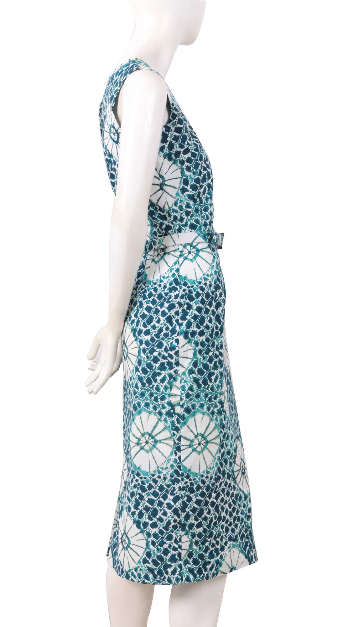 Sleeveless | Itajime Shibori | Aqua White | Right | Dress By Samantha Sung