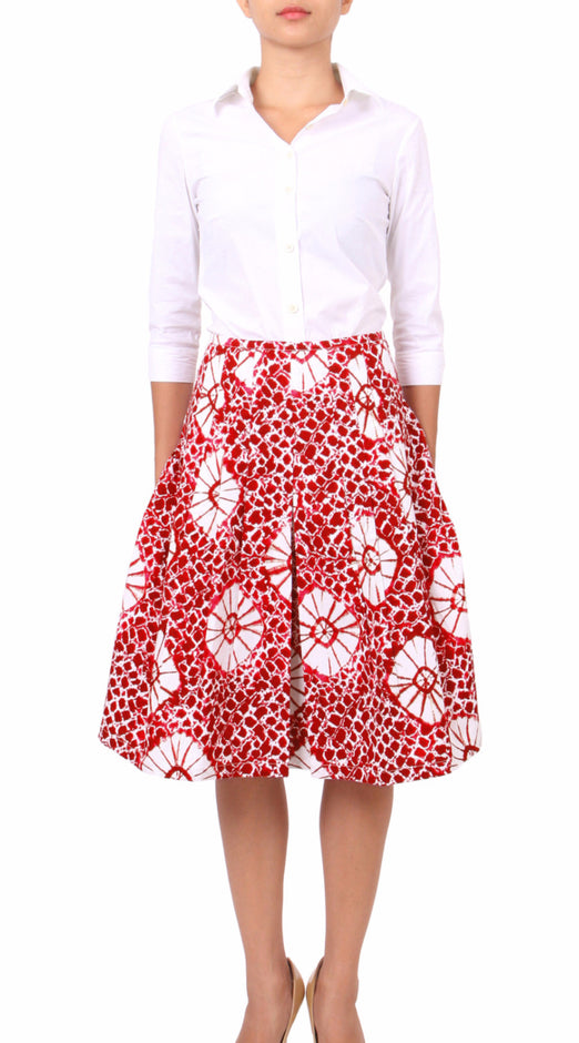 Regular | Itajime Shibori | Pink White | Front-1 | Skirt By Samantha Sung