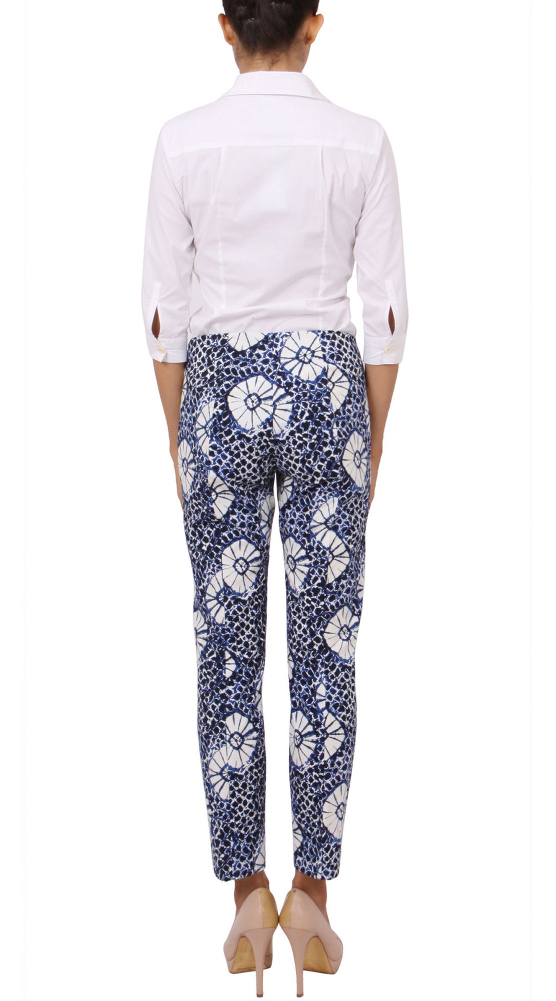 Long | Itajime Shibori | Indigo White | Back | Pants By Samantha Sung