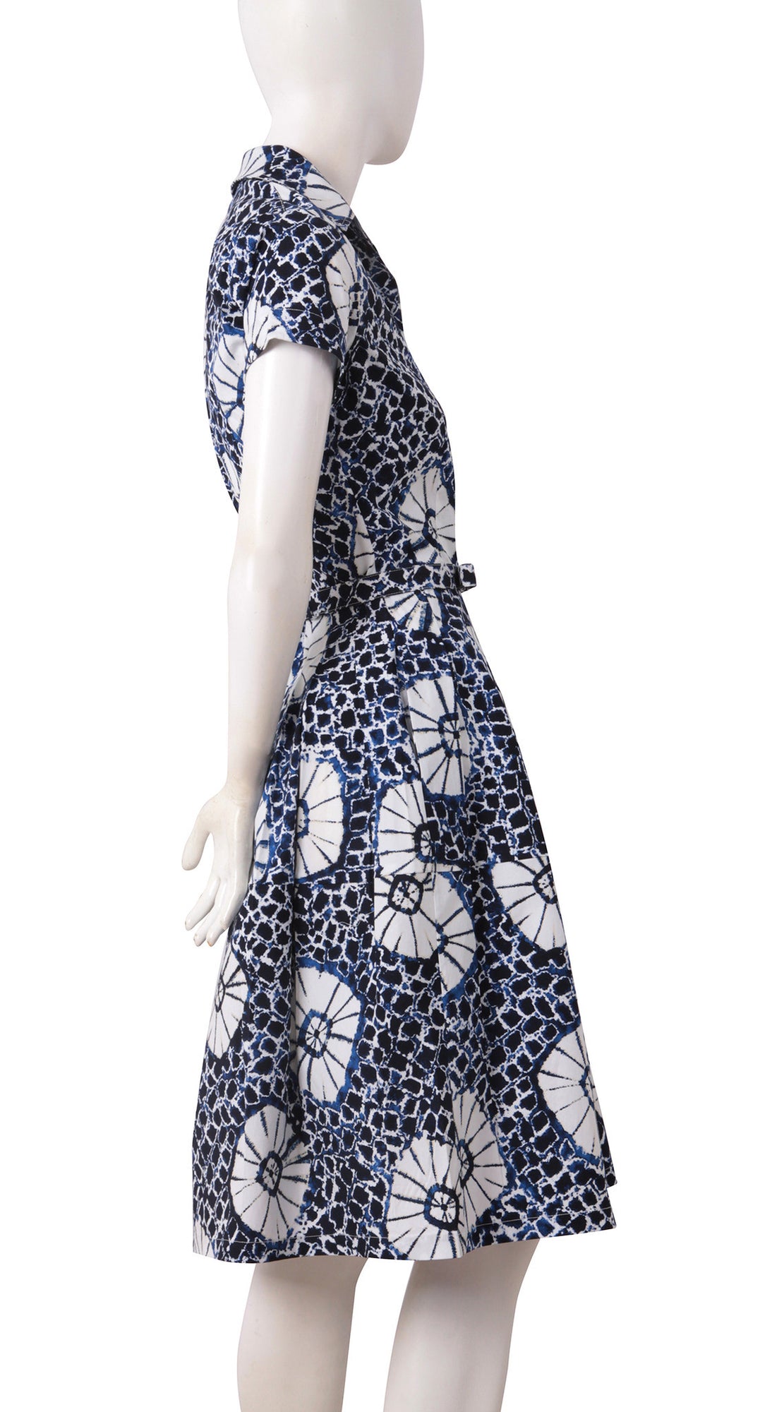 Short Sleeve | Itajime Shibori | Indigo White | Right | Shirt Dress By Samantha Sung