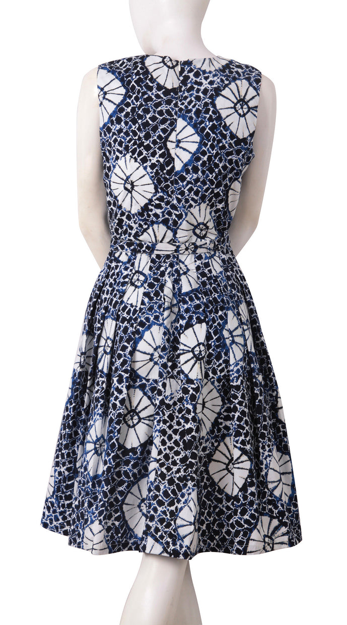 Sleeveless | Itajime Shibori | Indigo White | Back | Dress By Samantha Sung
