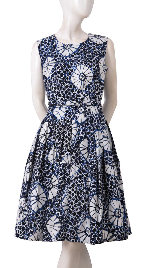 Sleeveless | Itajime Shibori | Indigo White | Front | Dress By Samantha Sung