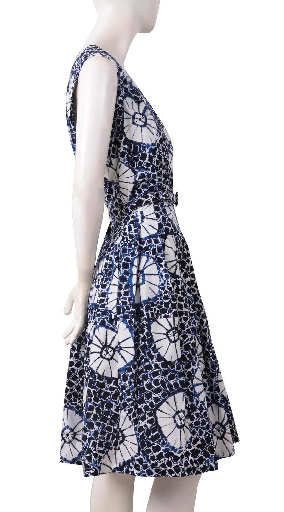 Sleeveless | Itajime Shibori | Indigo White | Right | Dress By Samantha Sung
