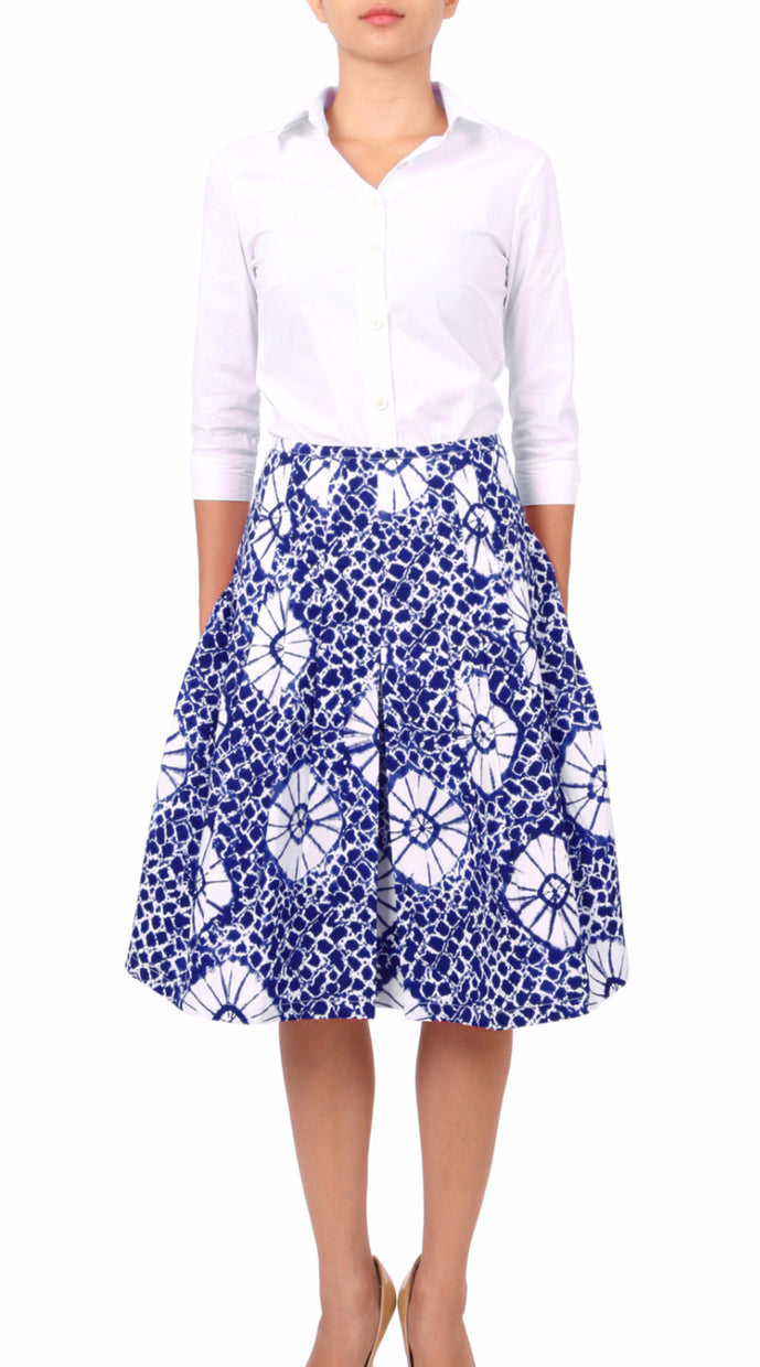 Regular | Itajime Shibori | Indigo White | Front | Skirt By Samantha Sung