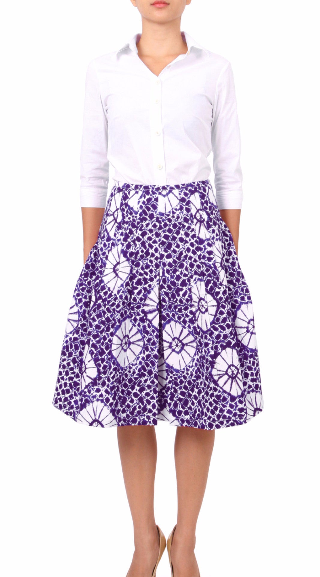 Regular | Itajime Shibori | Lilac White | Front | Skirt By Samantha Sung