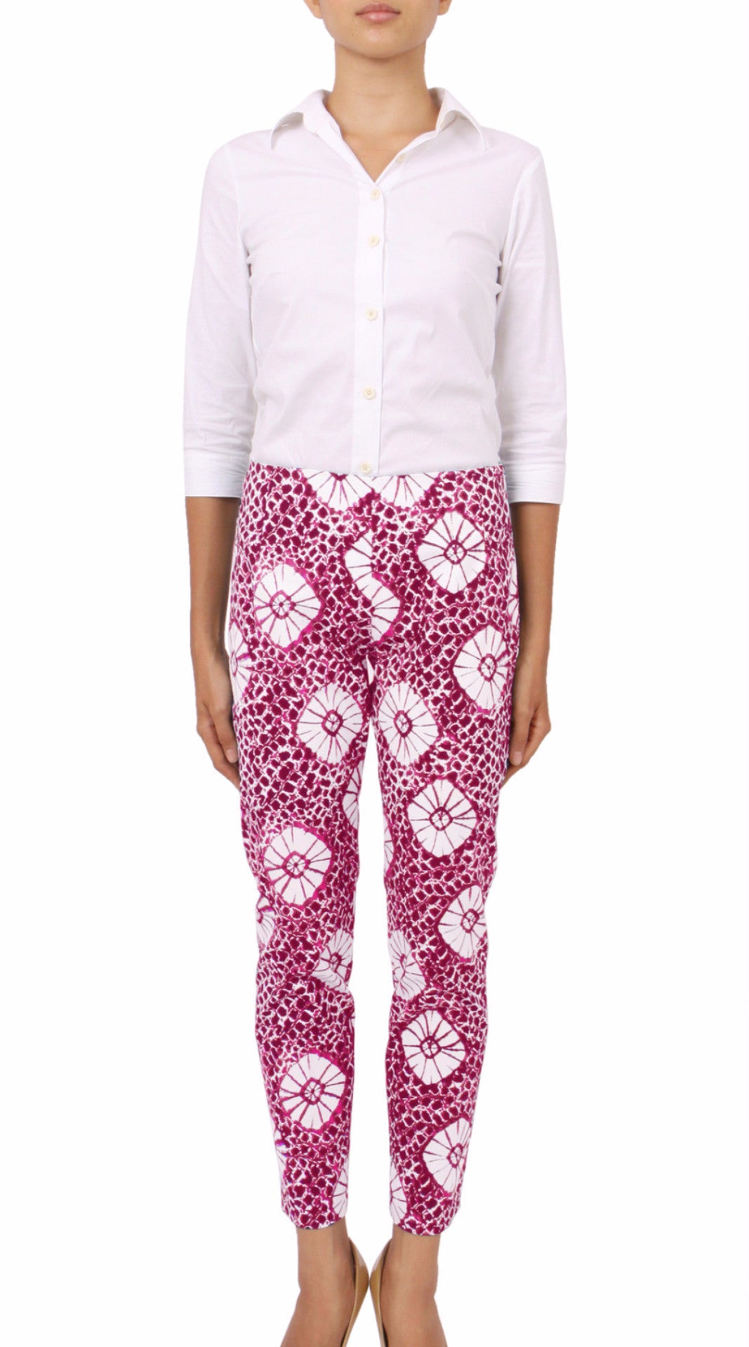 Long | Itajime Shibori | Pink White | Front | Pants By Samantha Sung