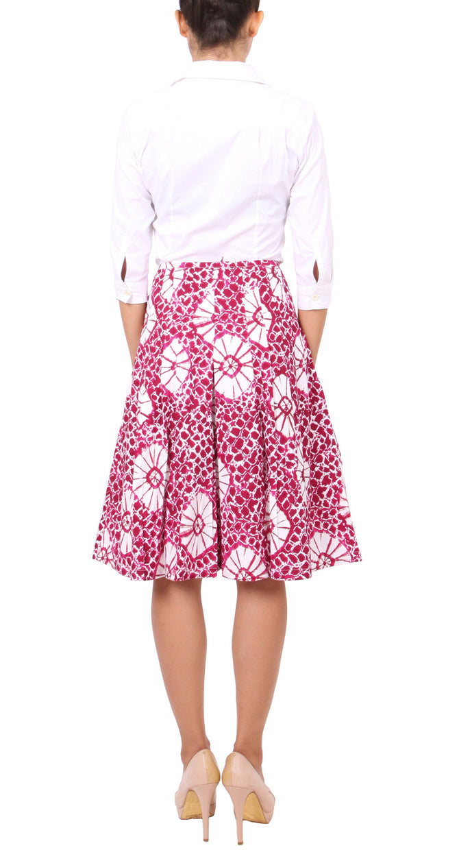 Regular | Itajime Shibori | Pink White | Back | Skirt By Samantha Sung