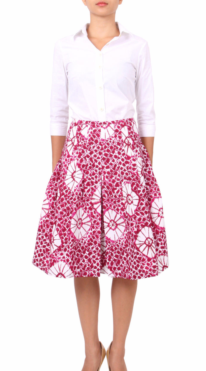 Regular | Itajime Shibori | Pink White | Front | Skirt By Samantha Sung