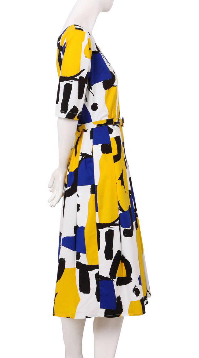 1/2 Sleeve | Jean Arp | White Chrome Yellow | Right | Dress By Samantha Sung
