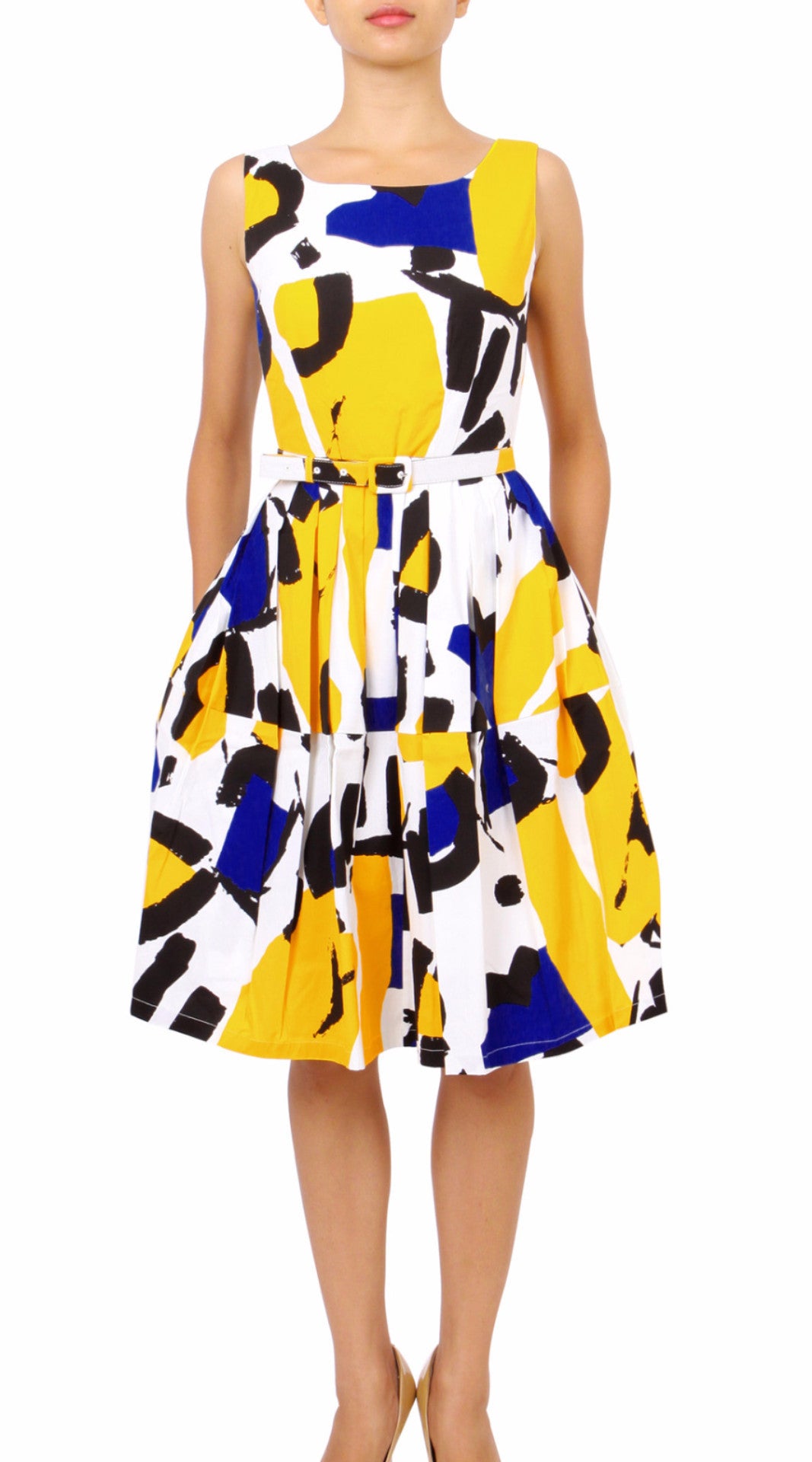 Sleeveless | Jean Arp | White Crome Yellow | Front | Dress By Samantha Sung