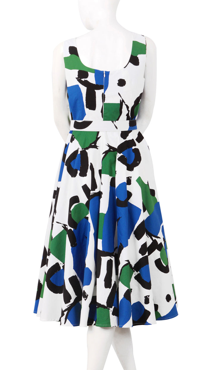Sleeveless | Jean Arp | White Cobalt Blue | Back | Dress By Samantha Sung