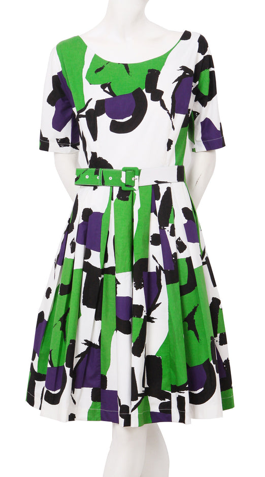 1/2 Sleeve | Jean Arp | White Grass Green | Front | Dress By Samantha Sung