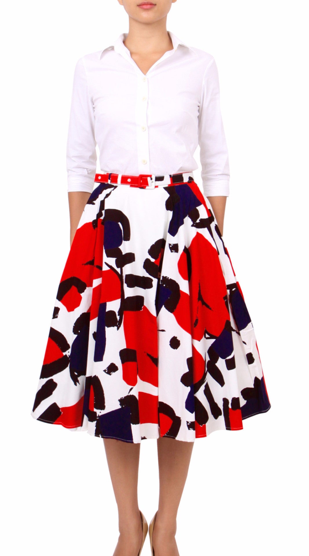 Regular | Jean Arp | White Indian Red | Front | Skirt By Samantha Sung